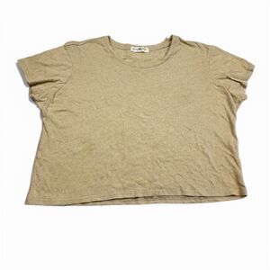 Natural Life Linen Cotton Tee Boxy T-Shirt Casual Boho Neutral Tan Beige Eco M